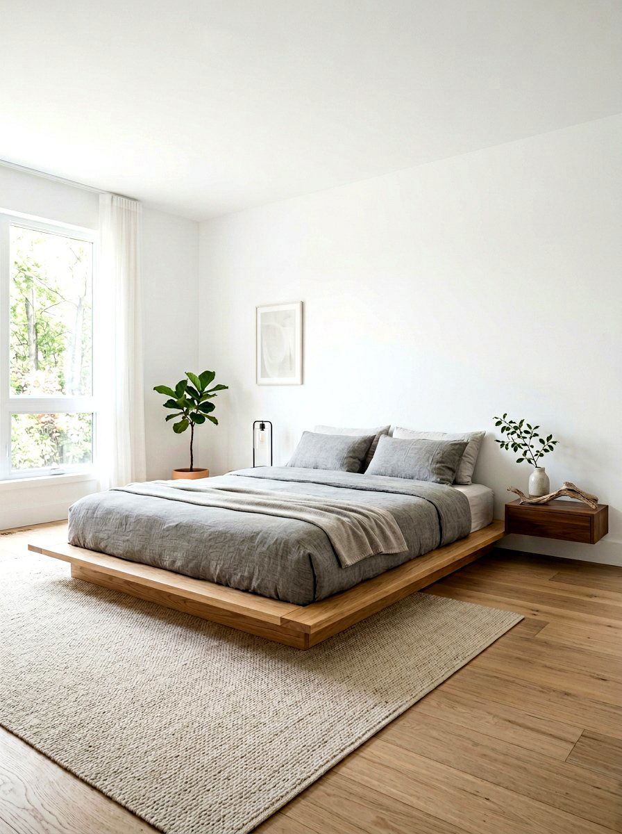 Low Profile Platform Bed - 30 earthy minimalist bedroom ideas