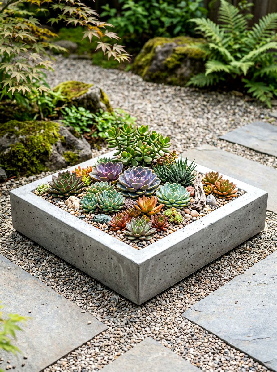 Low Profile Square Basin - 30 porch column planter ideas