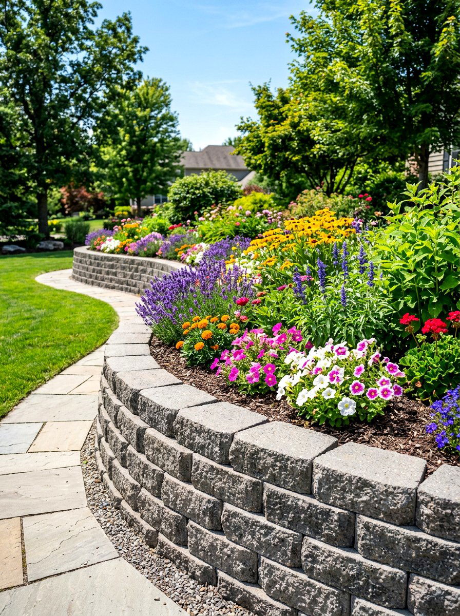 Low Retaining Wall - 30 concrete garden border ideas