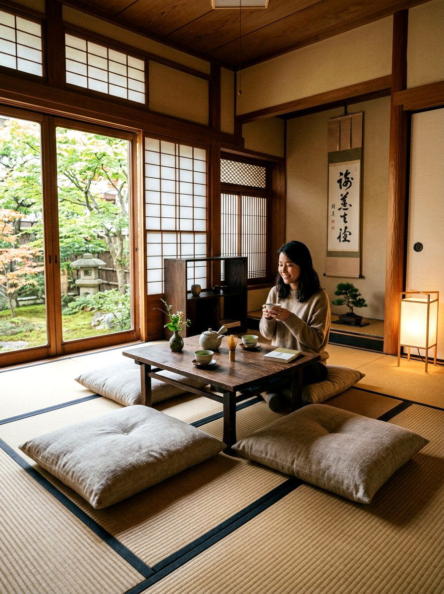 Low Seating Floor Cushion - 30 Japandi living room ideas