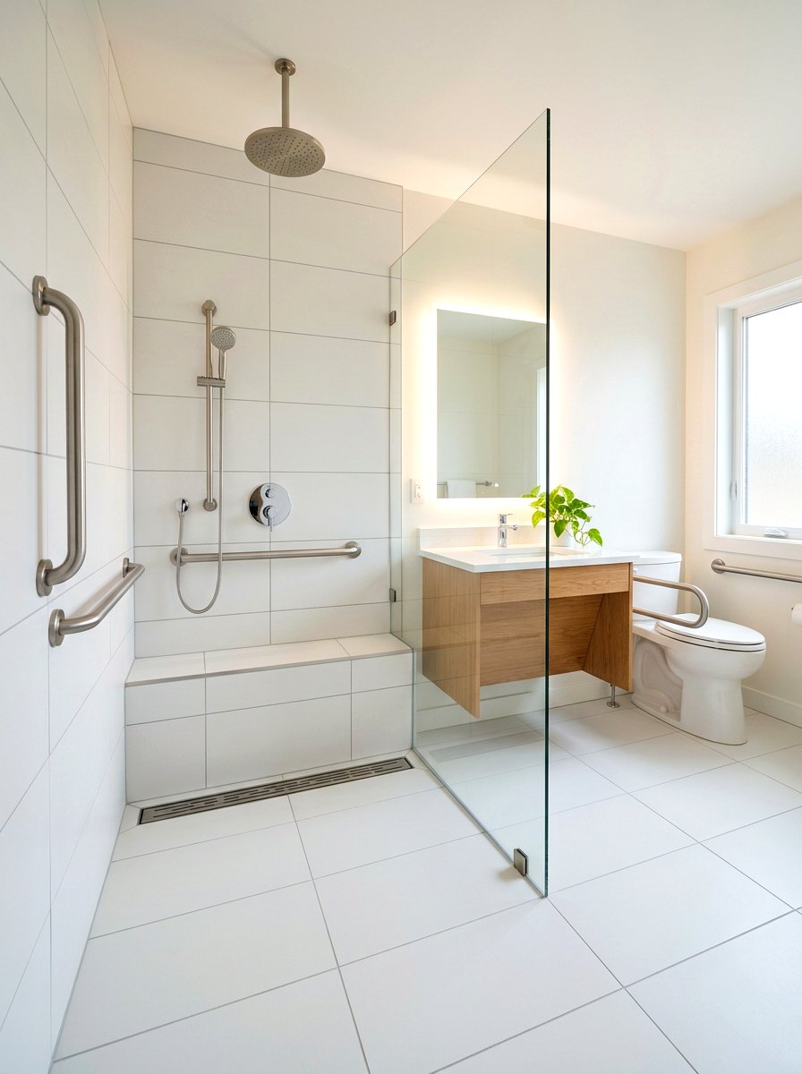 Low Threshold Curbless Shower - 30 rain shower bathroom ideas
