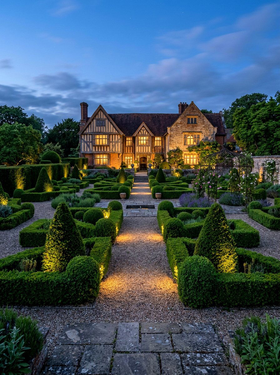 Low Voltage Landscape Lighting For Boxwoods - 30 Tudor exterior lighting ideas
