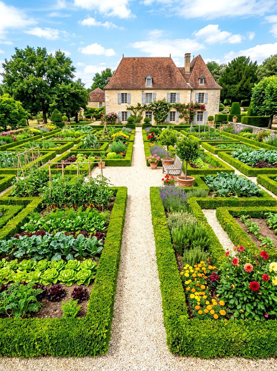 Low boxwood hedge - 30 vegetable garden border ideas