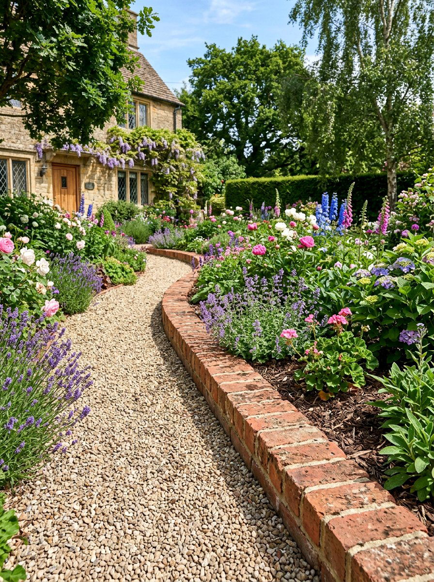 Low brick garden edging - 30 brick raised bed ideas