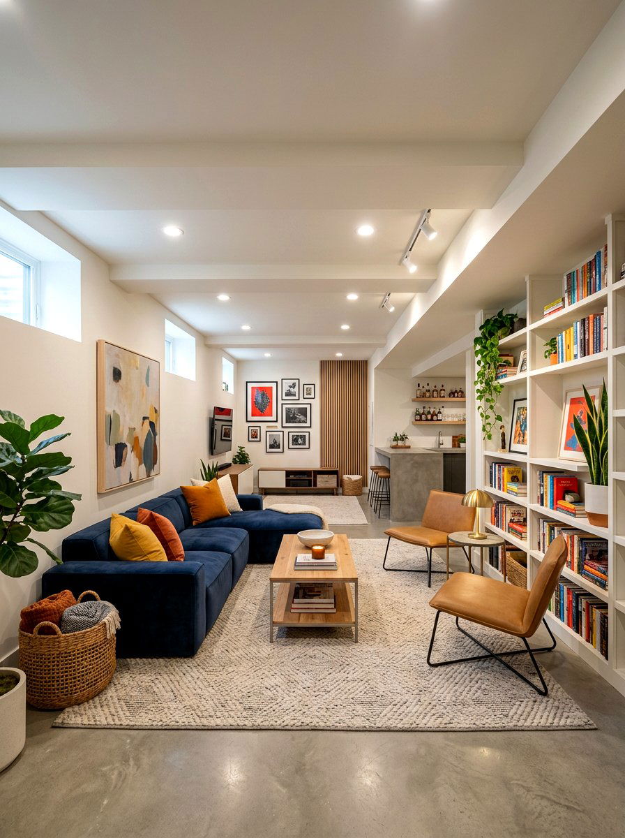 Low ceiling basement lounge - 30 basement family lounge ideas