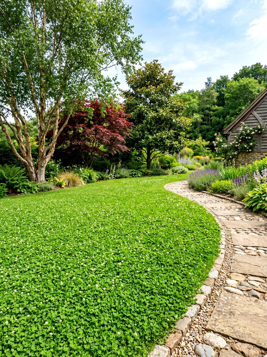 Low maintenance clover lawn