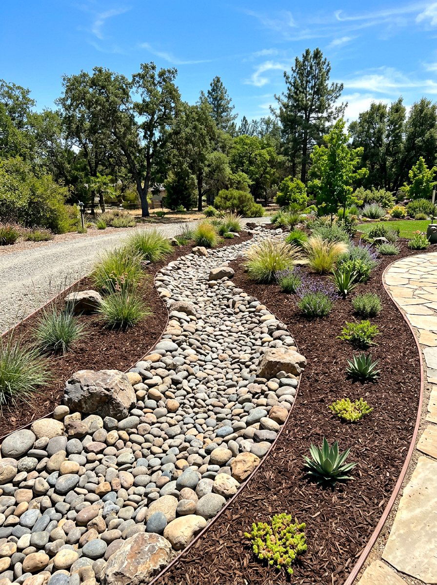 Low maintenance dry creek bed - 30 dry creek bed ideas