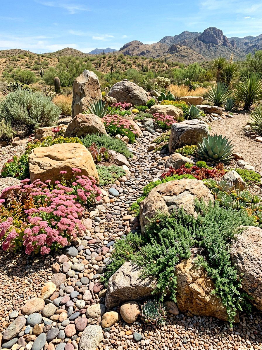 Low maintenance rock garden - 30 flower bed layout ideas