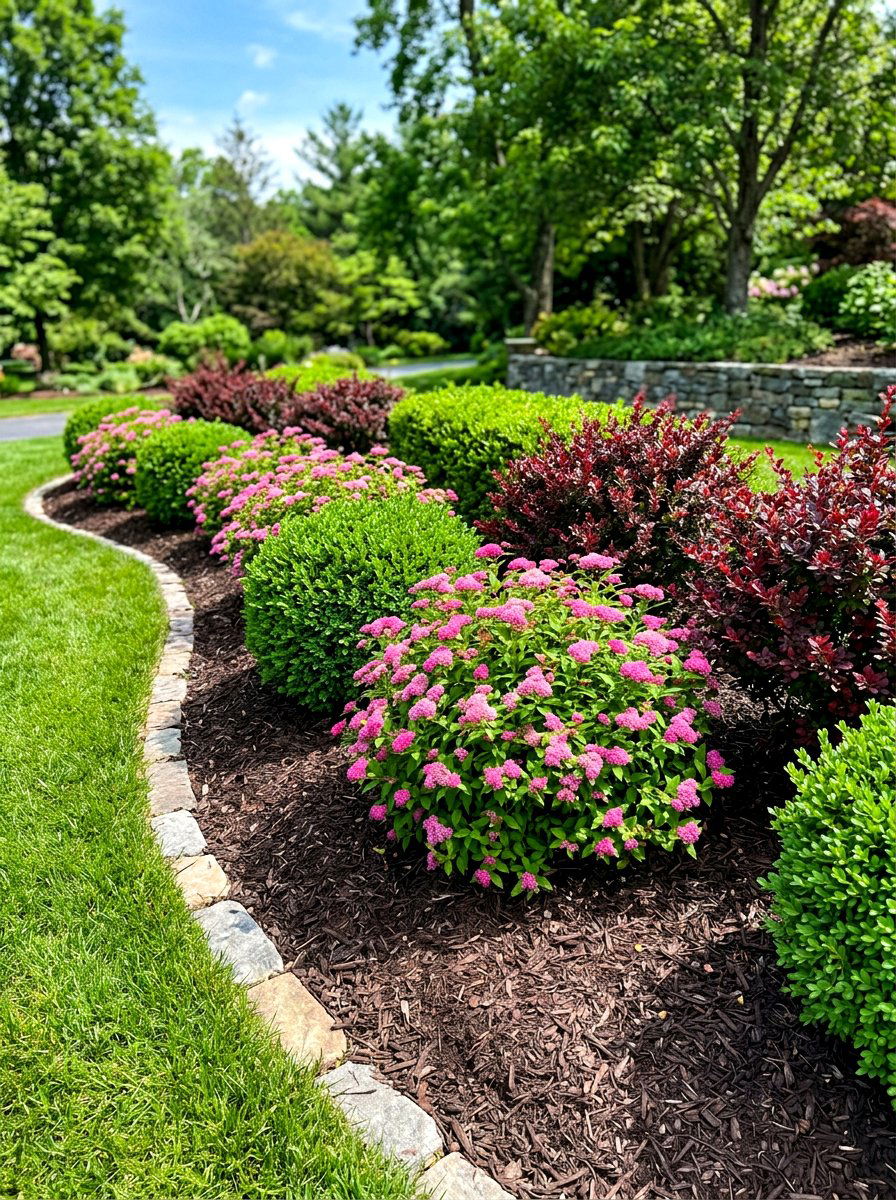 Low maintenance shrub border - 30 backyard border planting ideas