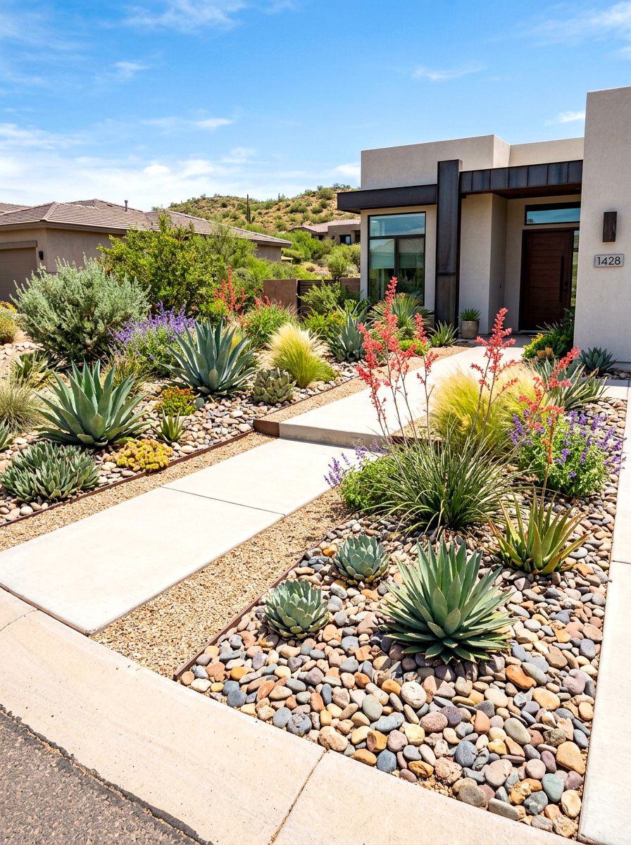 Low maintenance xeriscape front yard - 30 front yard makeover ideas