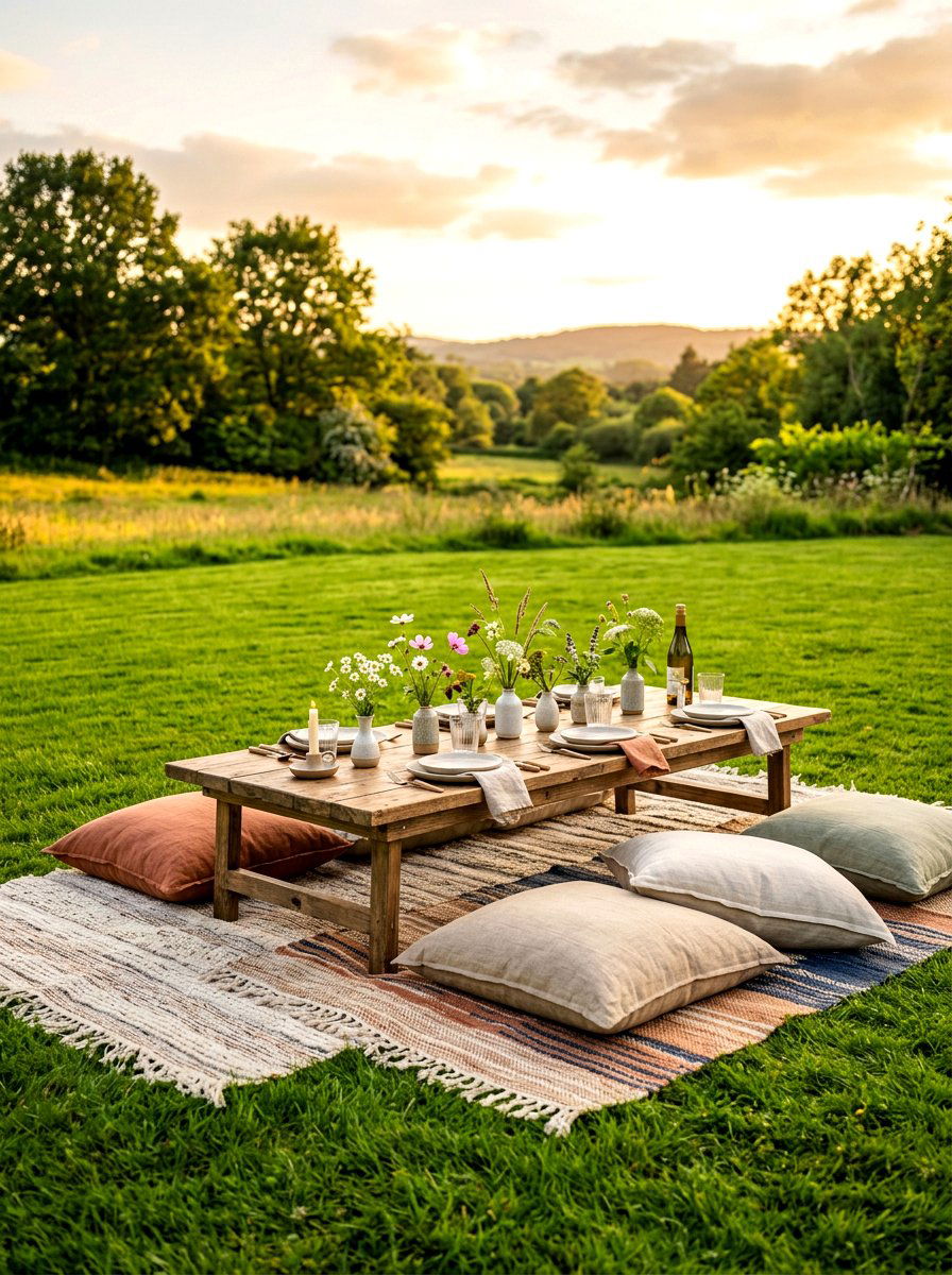 Low picnic table - 30 backyard picnic area ideas