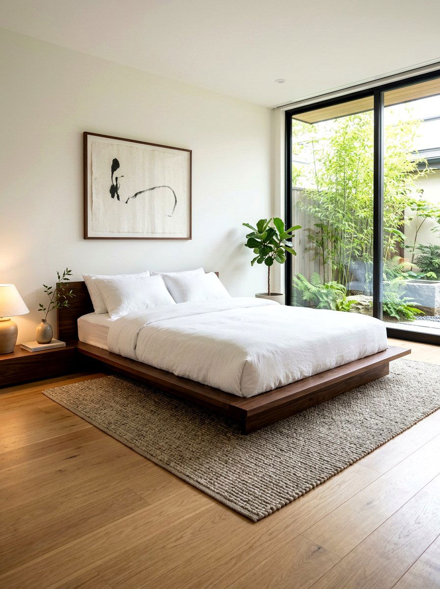 Low profile bed frame - 30 calm sensory bedroom decor ideas