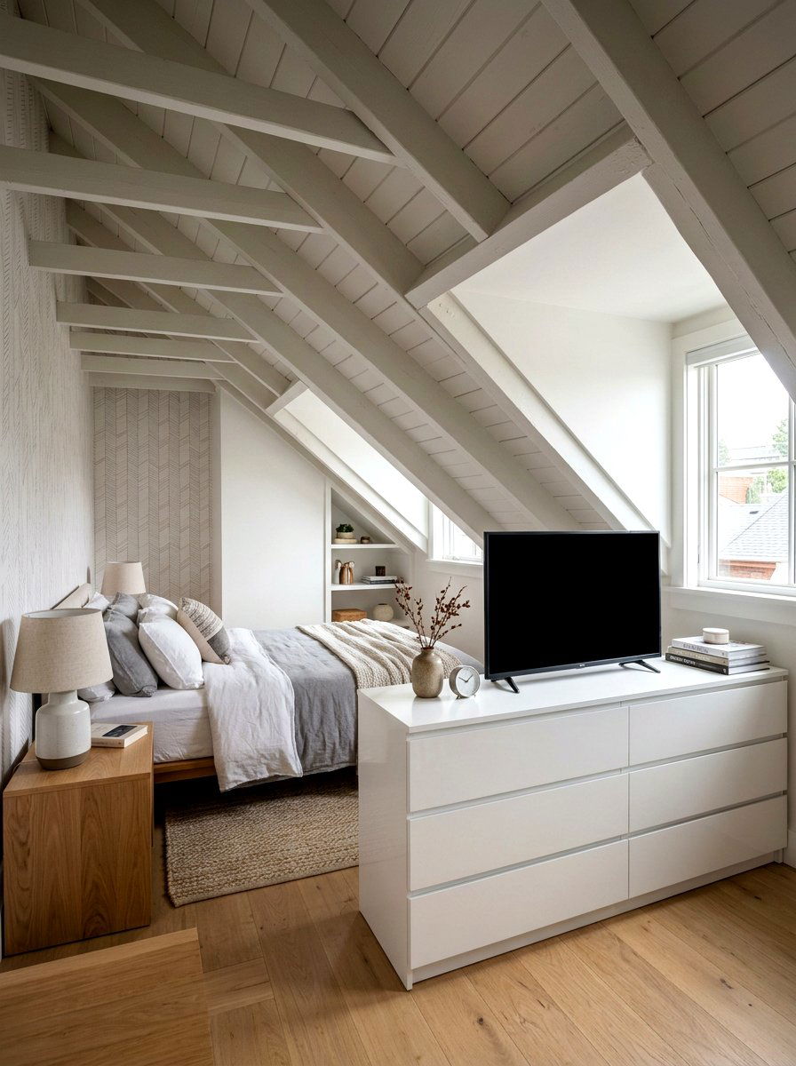 Low profile bedroom dressers - 30 attic bedroom storage ideas
