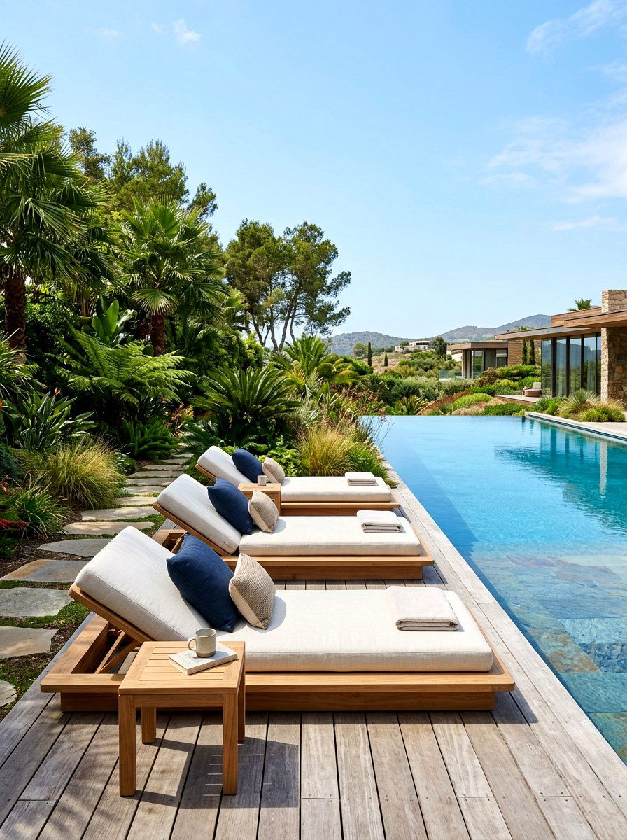 Low profile lounge - 30 small poolside patio ideas