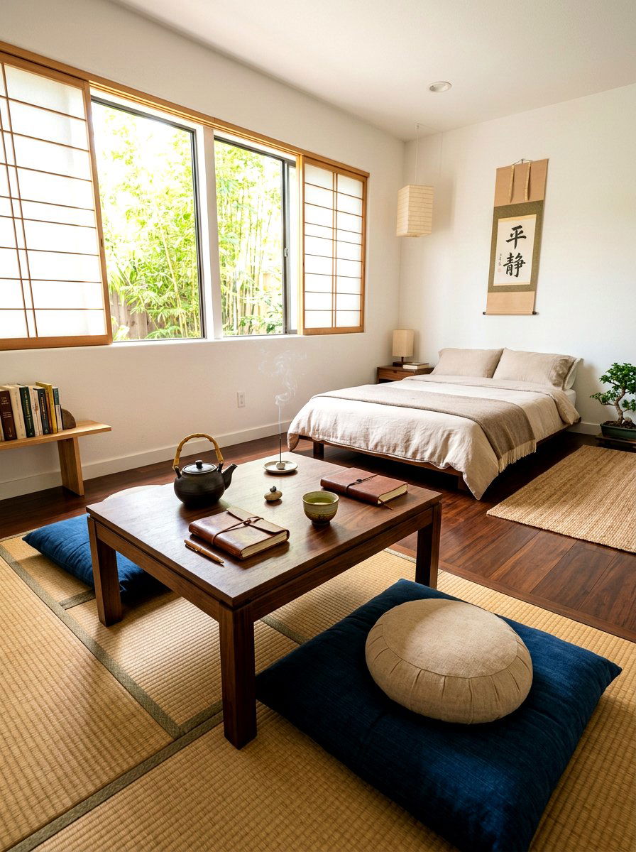 Low profile table meditation bedroom - 30 meditation corner bedroom ideas