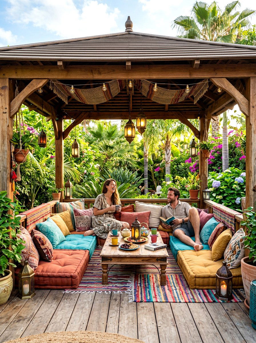 Low seating gazebo - 30 garden party gazebo ideas