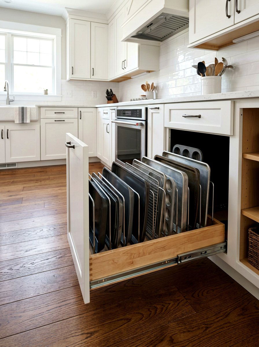 Lower Cabinet Pull Out - 30 baking sheet storage ideas