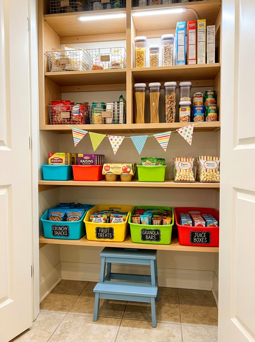 Lower Level Kid Station - 30 snack pantry ideas