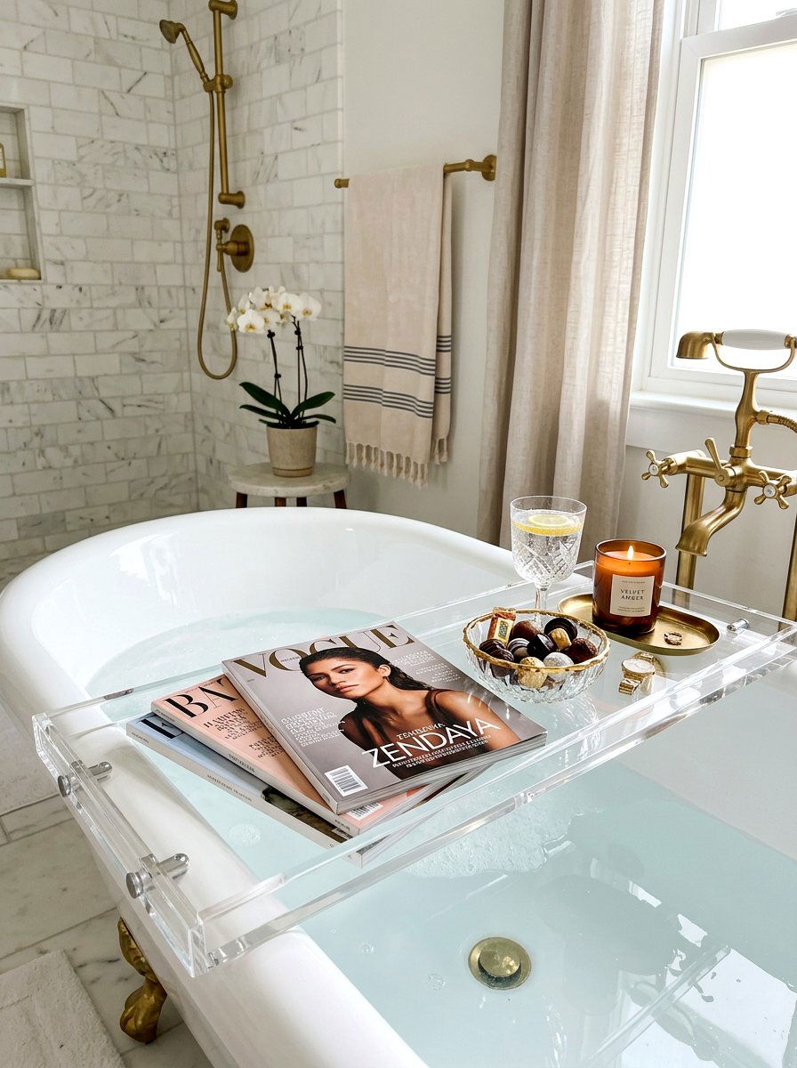 Lucite Bath Tray - 30 bath tray spa ideas