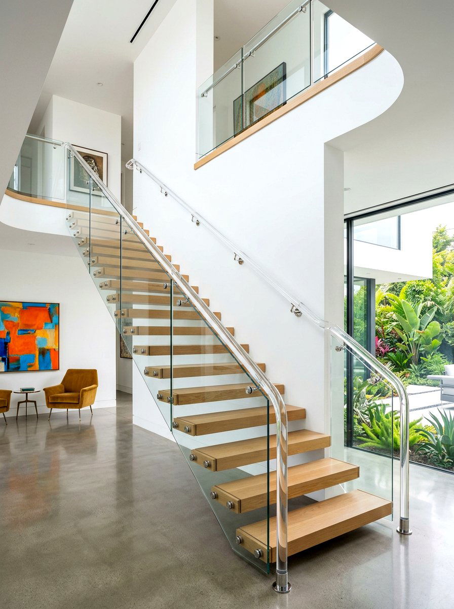 Lucite Clear Handrail - 30 banister makeover ideas