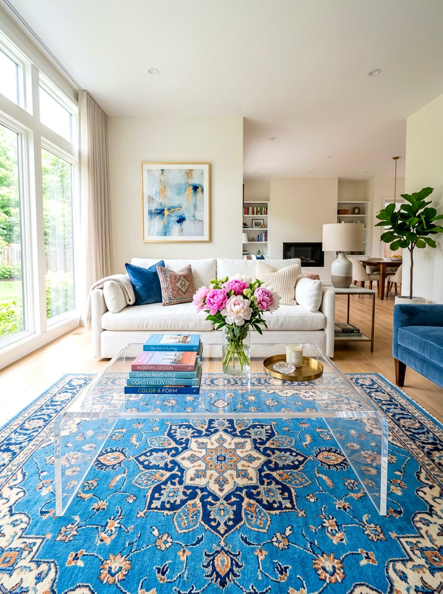 Lucite Coffee Table Styling - 30 southern prep decor ideas