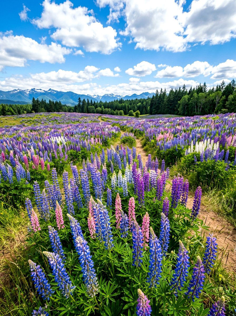 Lupine Plant Field - 30 bee friendly garden ideas