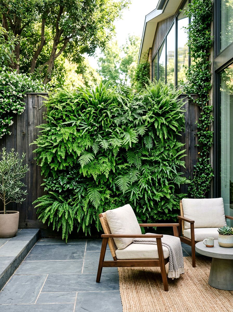 Lush Fern Wall - 30 tropical patio ideas