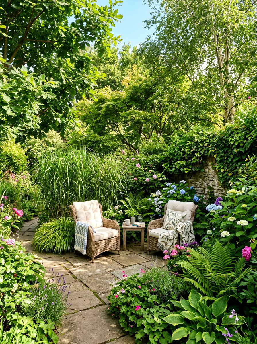 Lush Garden Nook - 30 poolside lounge ideas