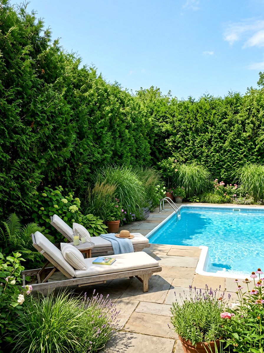 Lush Garden Privacy Screen - 30 pool lounge patio ideas