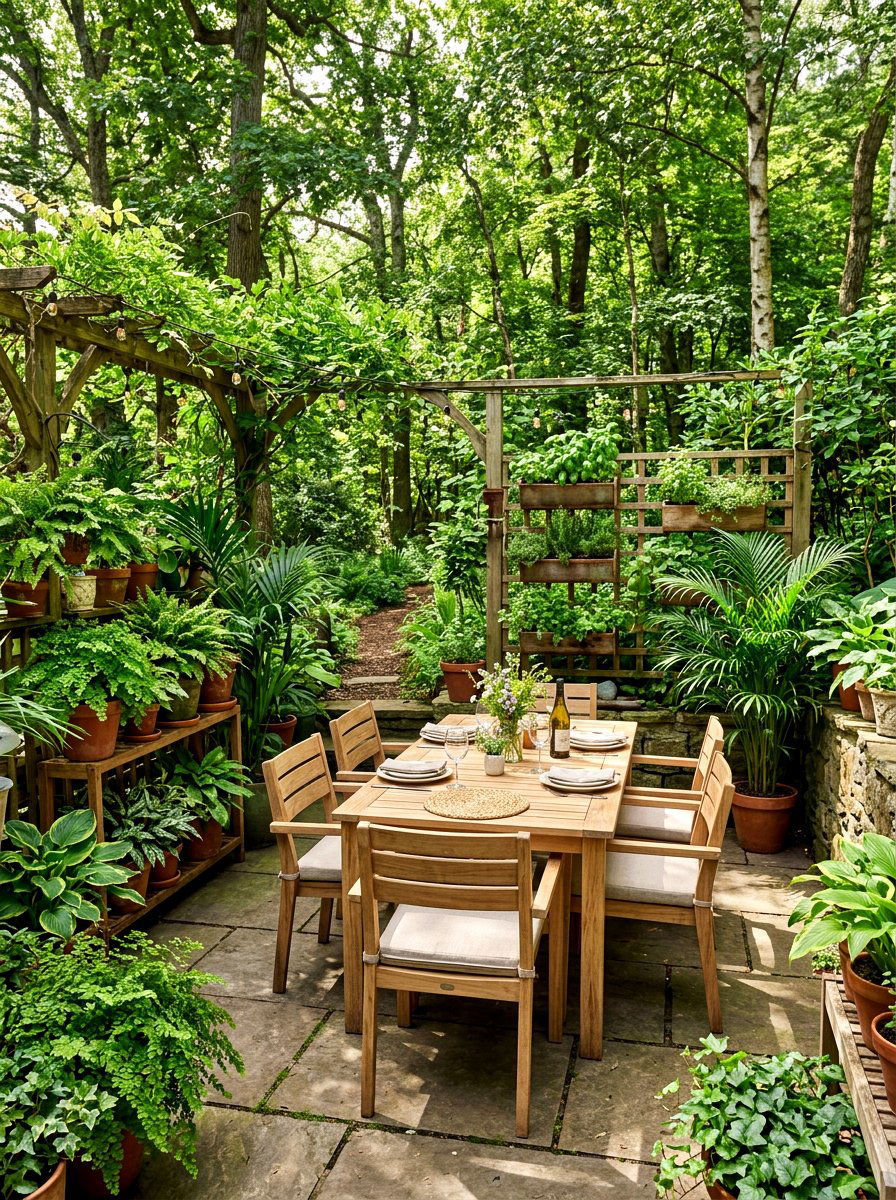 Lush Green Terrace - 30 terrace dining ideas
