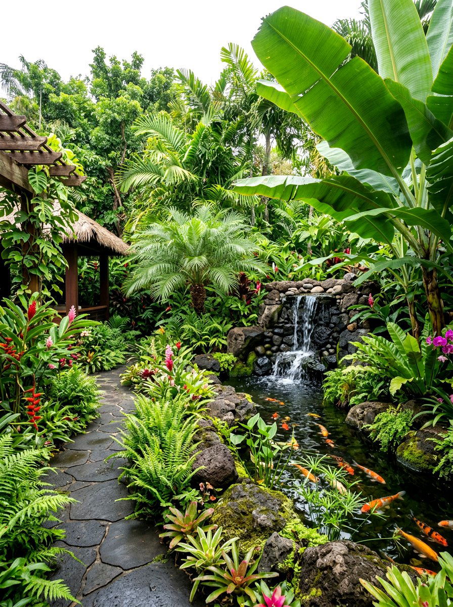 Lush Tropical Courtyard - 30 courtyard style backyard ideas