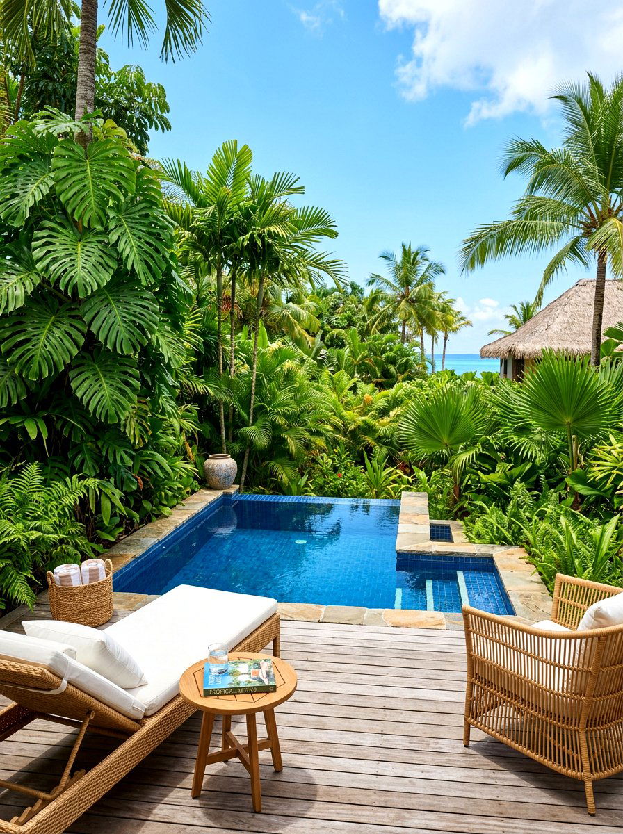 Lush Tropical Patio Plunge - 30 ice bath room ideas