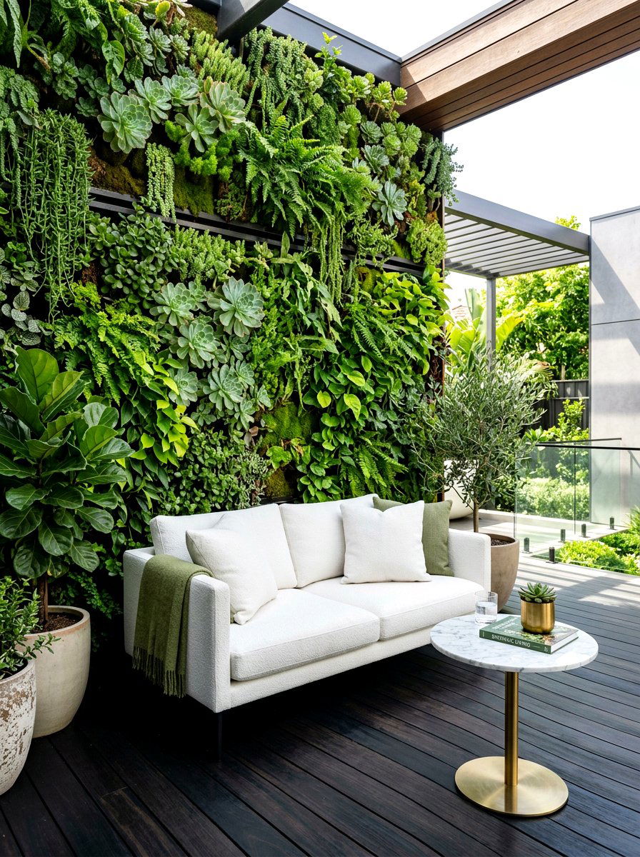 Lush Vertical Garden Lounge - 30 resort patio lounge ideas