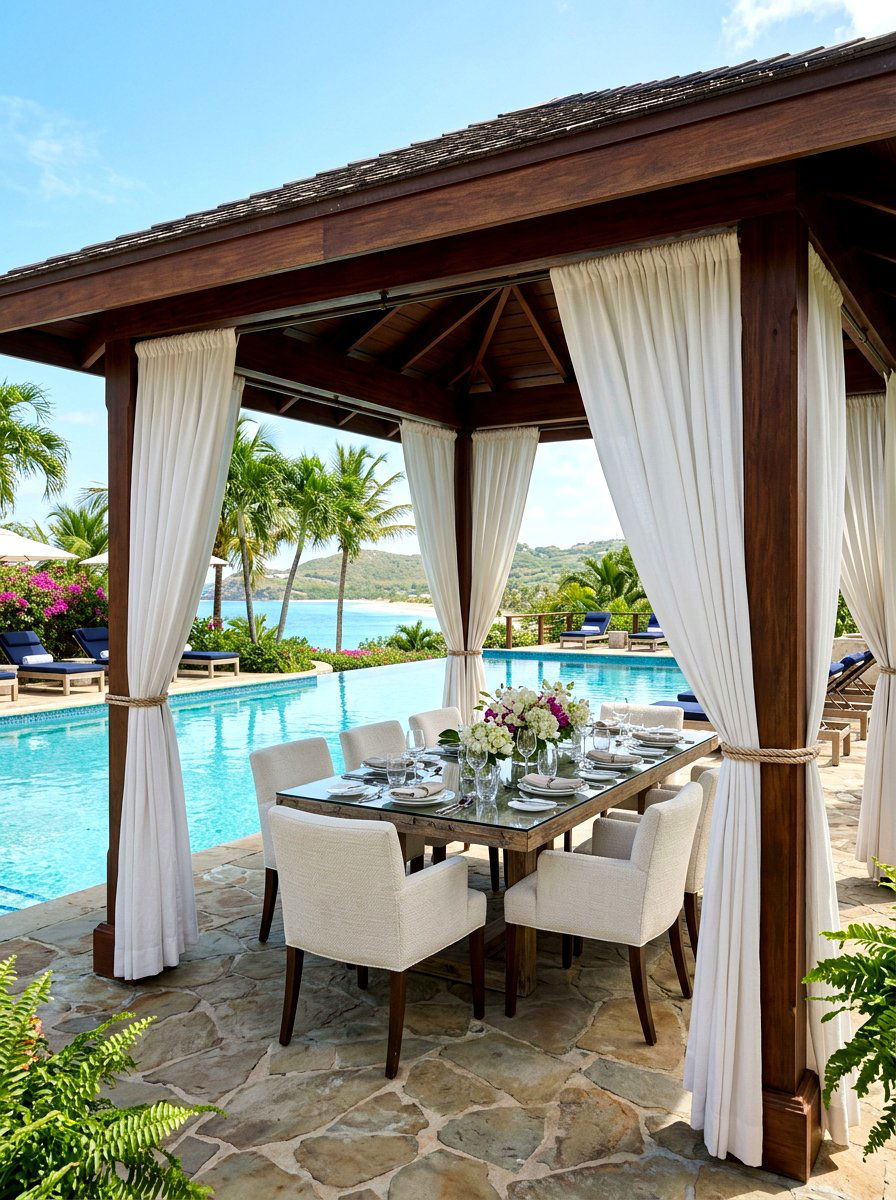 Luxe Cabana Space - 30 outdoor dining area ideas