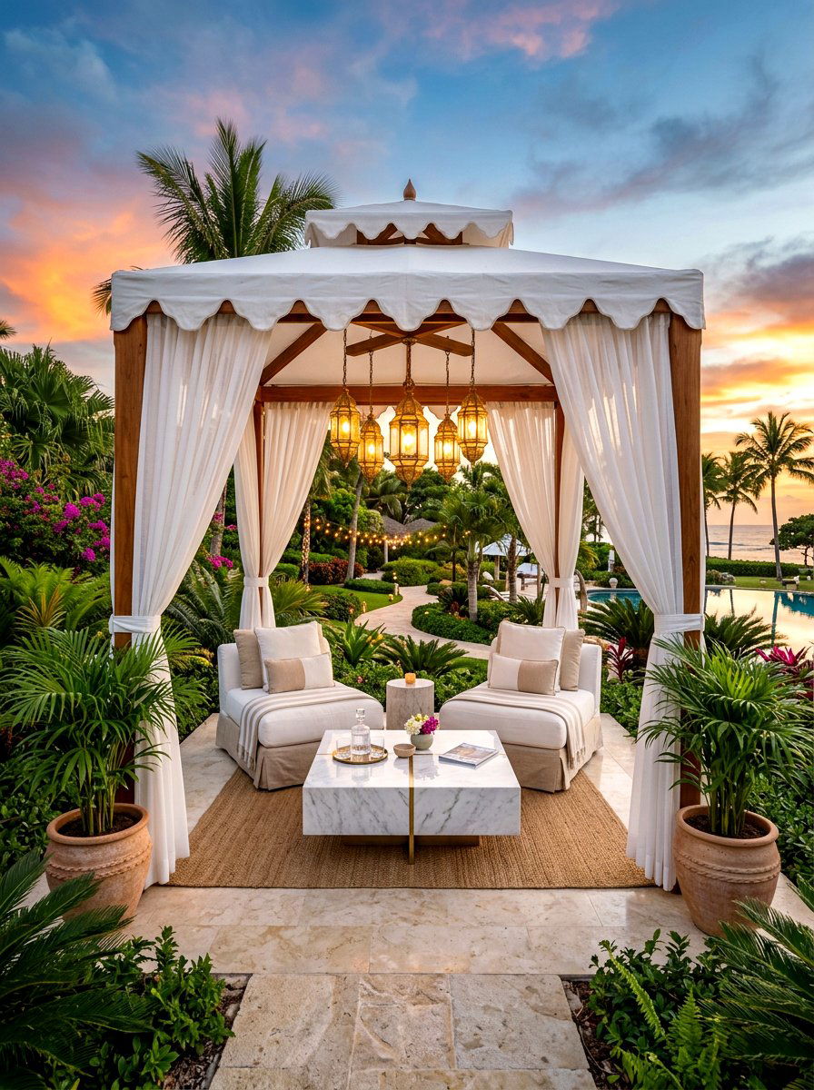 Luxe Cabana Style - 30 outdoor dining area ideas