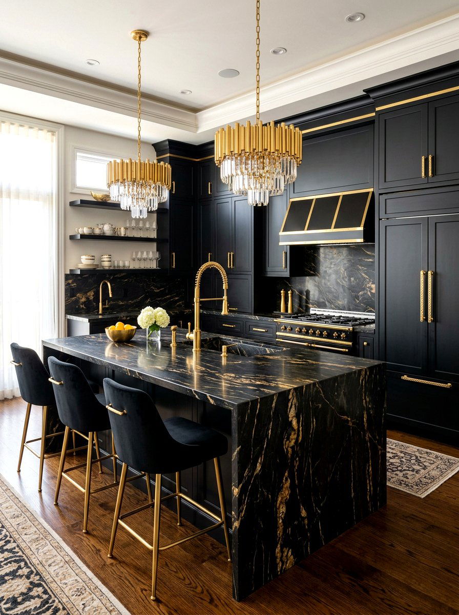 Luxe Gold Accents Kitchen - 30 panel ready kitchen ideas