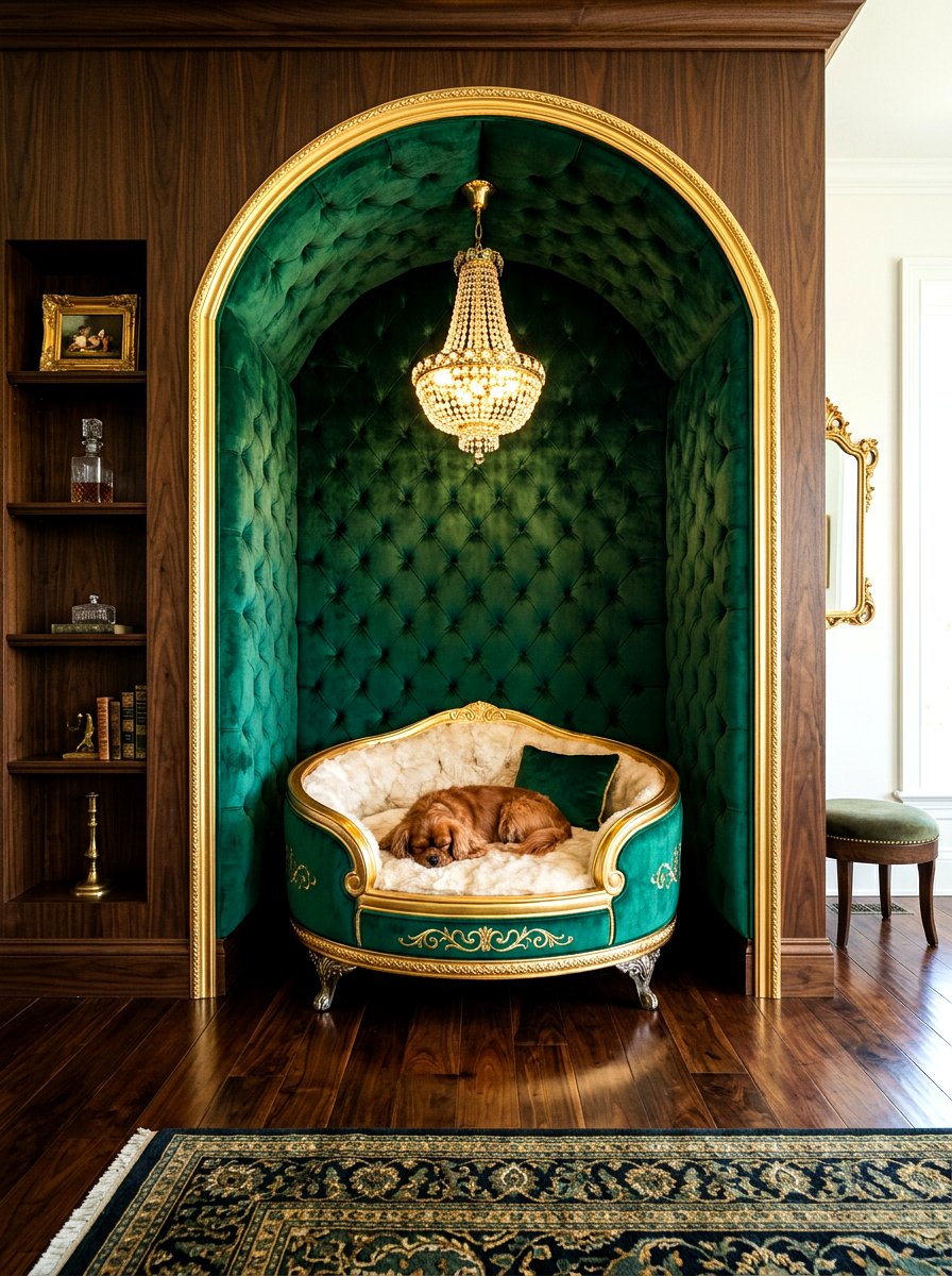 Luxe Velvet Pet Bedroom - 30 pet bed nook ideas