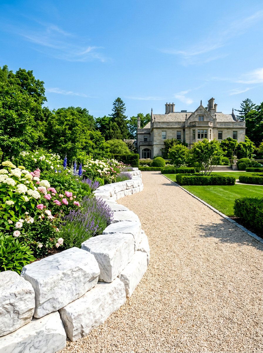 Luxurious marble rock border - 30 stone edging front yard ideas