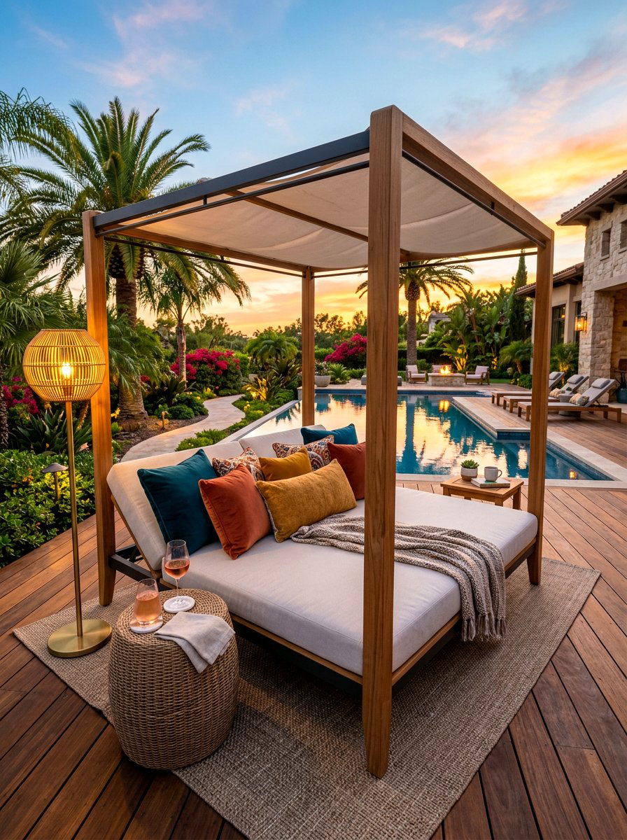 Luxury Backyard Daybed - 30 cabana bed patio ideas