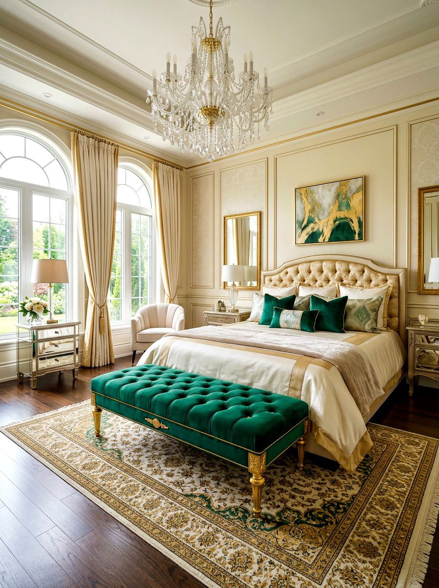 Luxury Bedroom With Velvet Bench - 30 bedroom bench ideas