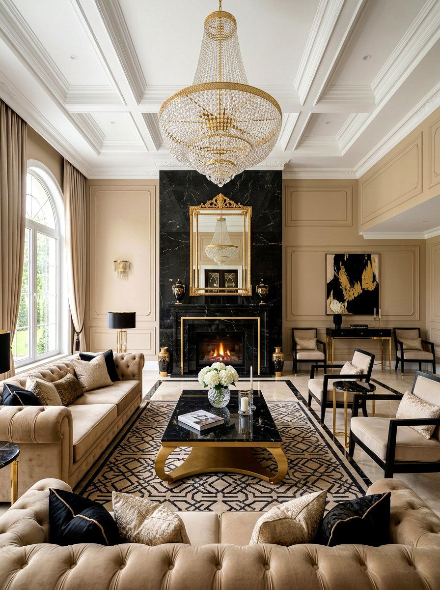 Luxury Black And Beige Living Room Design - 30 black and beige living room ideas