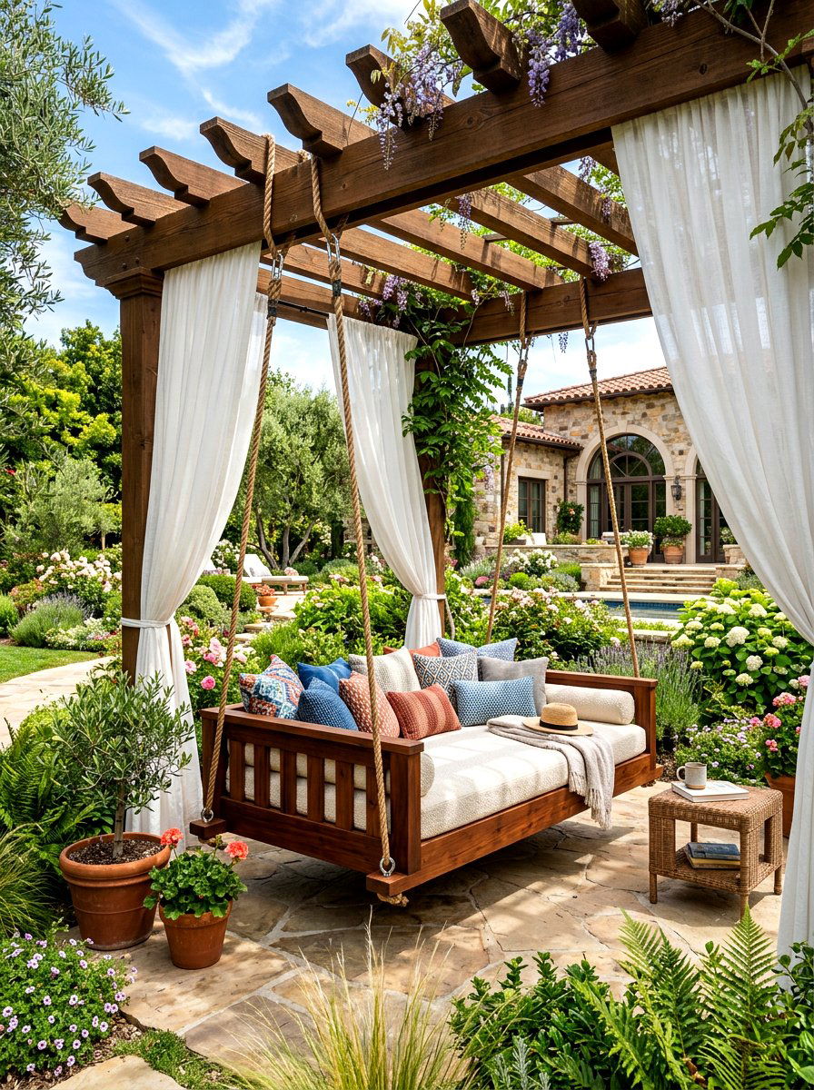 Luxury Daybed Swing Backyard - 30 hanging chair patio ideas