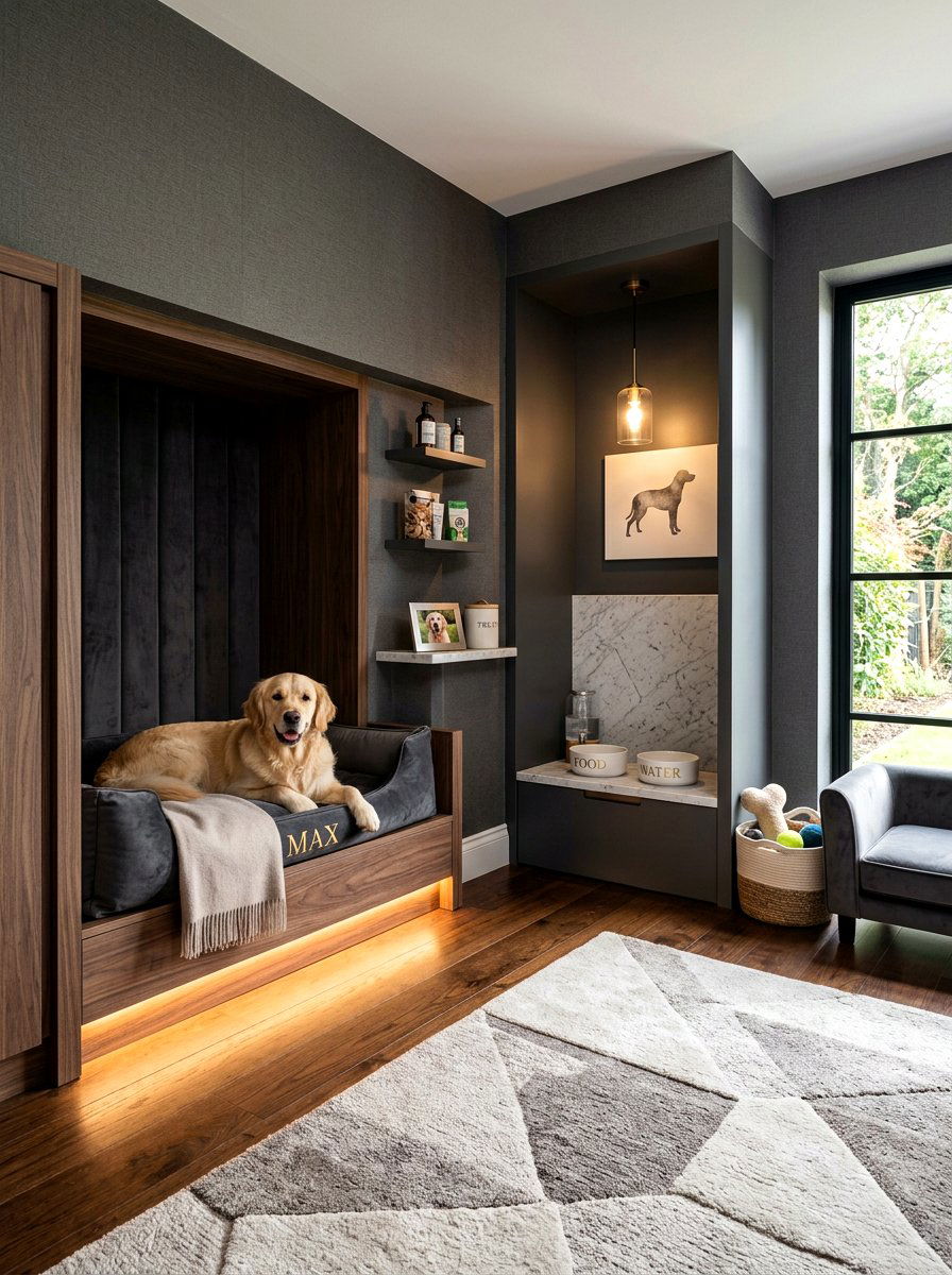 Luxury Dog Suite With Custom Lighting - 30 dog lounge room ideas