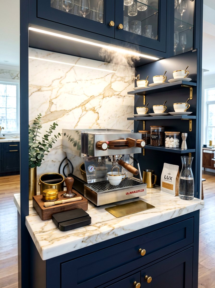 Luxury Espresso Nook - 30 beverage pantry ideas aesthetic