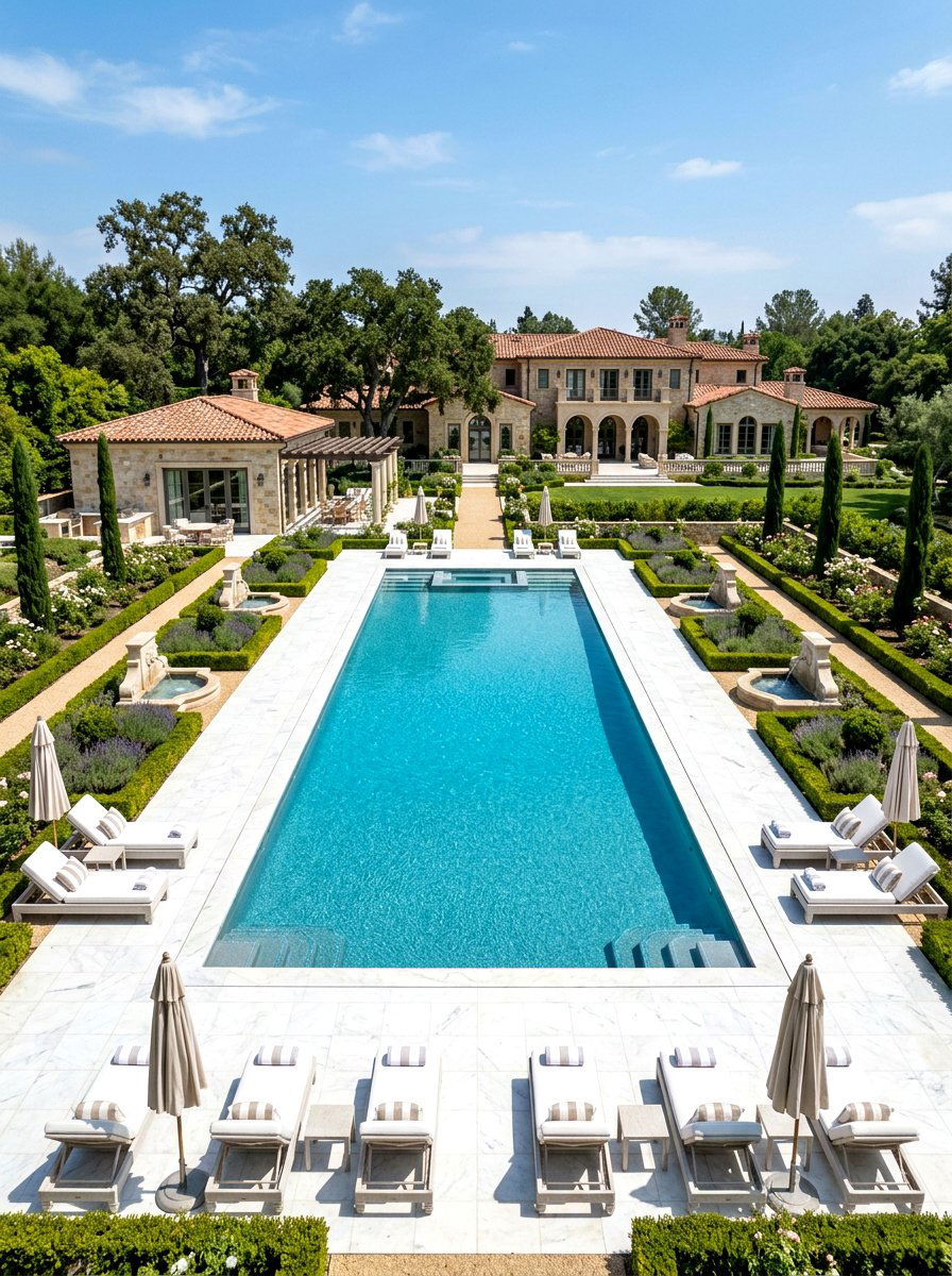 Luxury Estate Pool - 30 rectangular pool ideas
