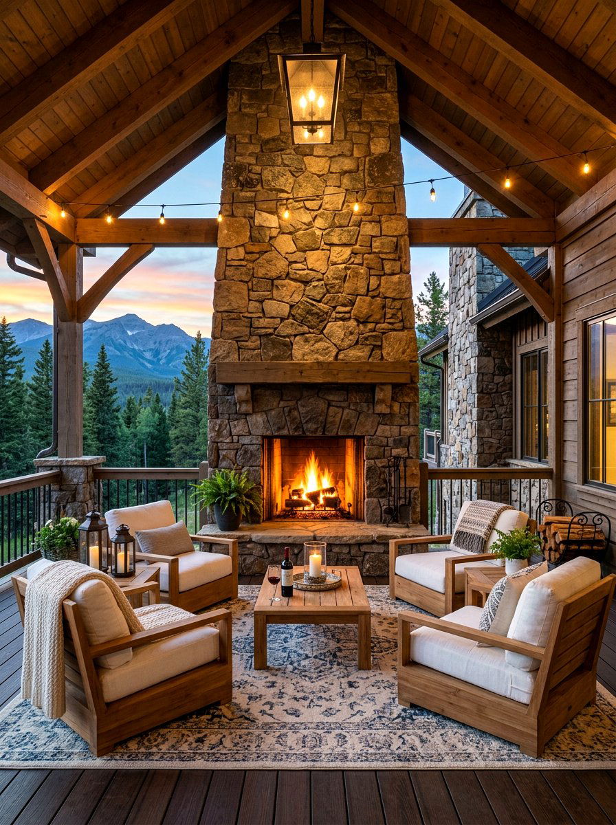 Luxury Front Porch Fireplace Lounge - 30 luxury front porch styling ideas