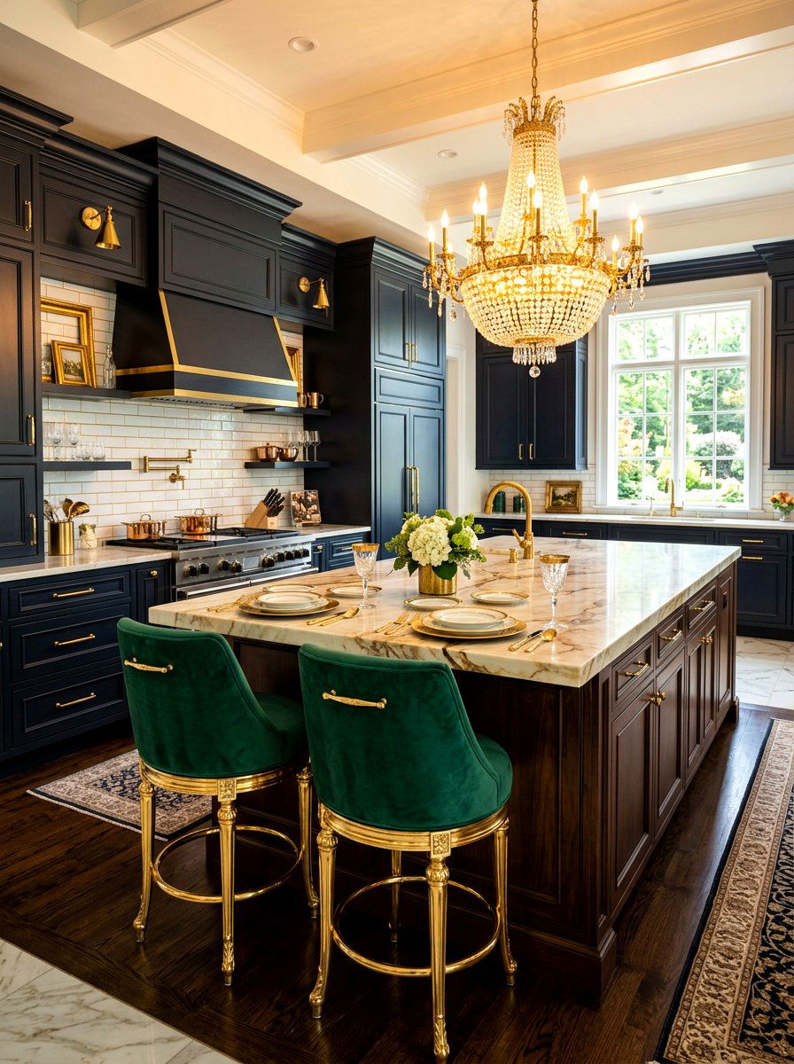 Luxury Gold Accent Kitchen - 30 tea party kitchen ideas