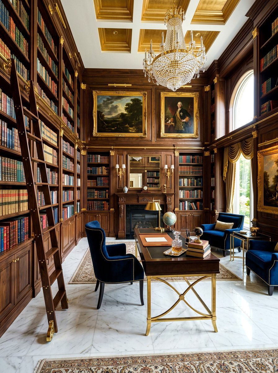 Luxury Gold Accent Library - 30 classic office library ideas
