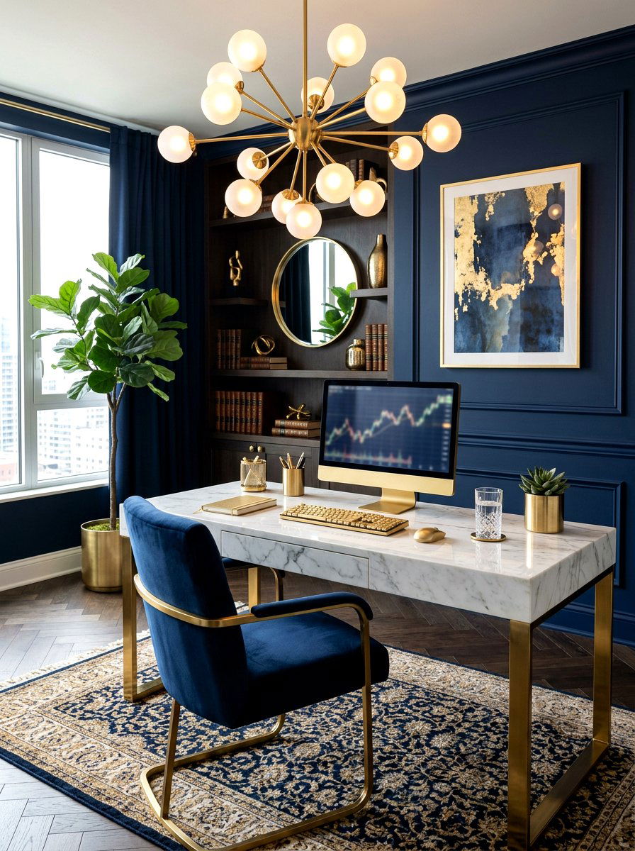 Luxury Gold Accent Office - 30 boutique studio office ideas