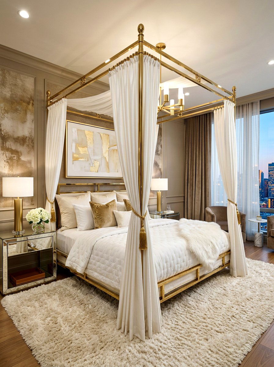 Luxury Gold Canopy Bed - 30 canopy drape bed ideas